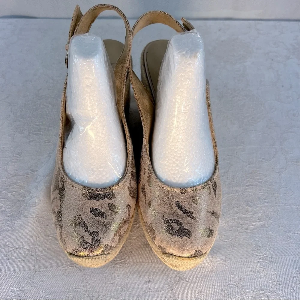 Naturalizer Pearl Shoes Leather Espadrilles Adjustable Sling Back 3” Wedge 8 M